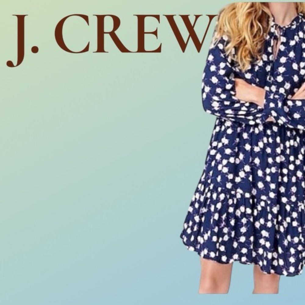 J. CREW Tiered hi neck Peony FLORAL dress women’s size medium - Picture 3 of 17